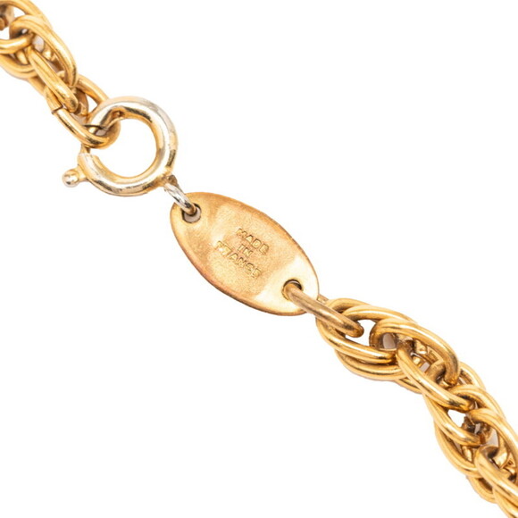 CHANEL Authentic Vintage Gold Logo Necklace